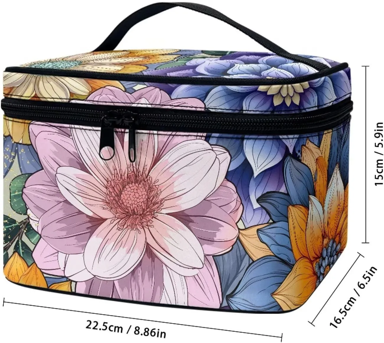 Boatee Beautiful Floral Print Makeup Bag Portable Toiletry Bags for Traveling Women Cosmetic Bag Organizer Multifunction Toiletries Storage Pouch Zipper Storage Case