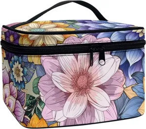 Boatee Beautiful Floral Print Makeup Bag Portable Toiletry Bags for Traveling Women Cosmetic Bag Organizer Multifunction Toiletries Storage Pouch Zipper Storage Case