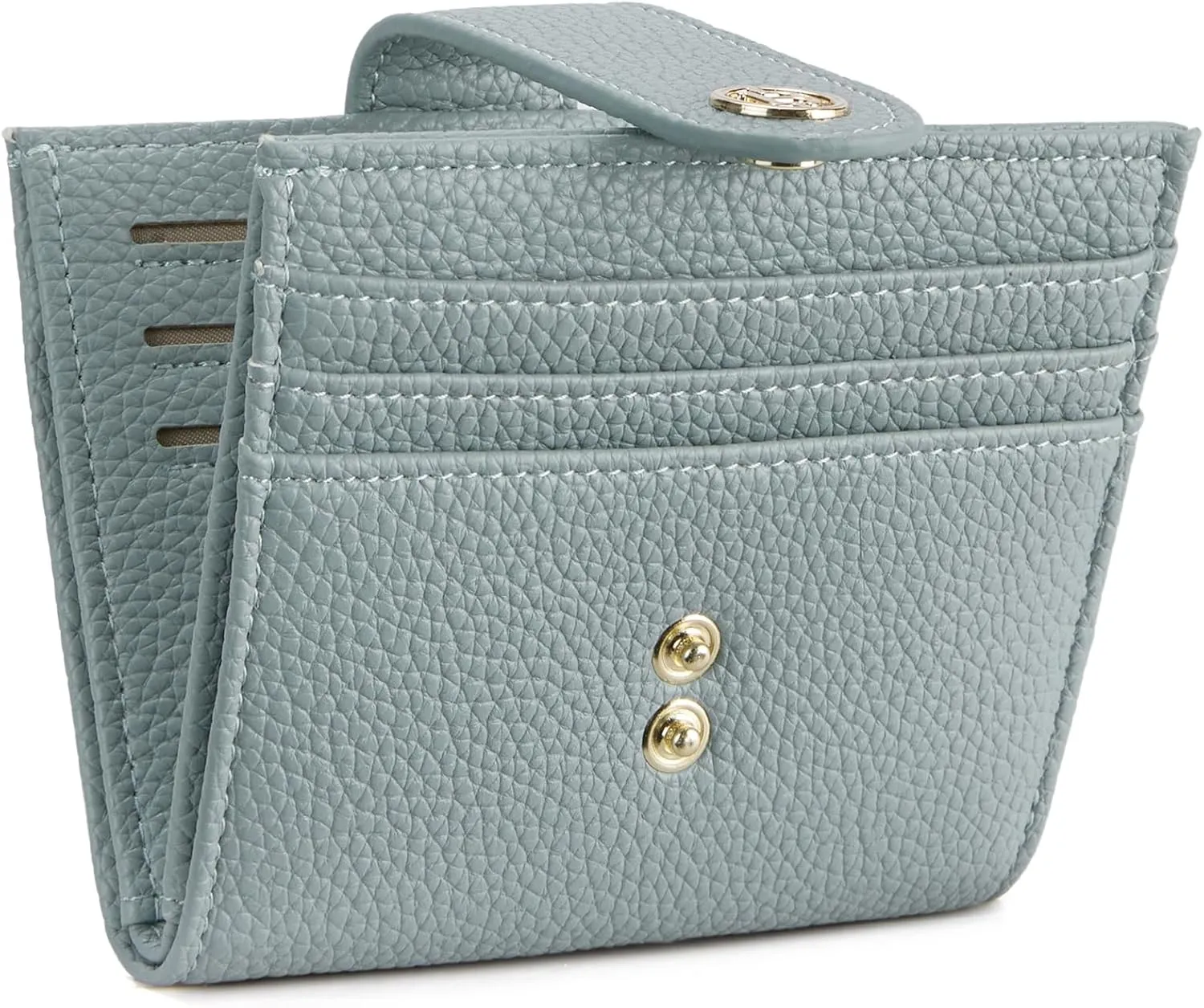 BOSTANTEN Slim Wallet for Women Small RFID Blocking Credit Card Holder Leather Bifold Wallets with Zipper Coin Pocket Light Blue