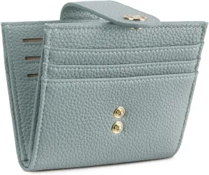 BOSTANTEN Slim Wallet for Women Small RFID Blocking Credit Card Holder Leather Bifold Wallets with Zipper Coin Pocket Light Blue