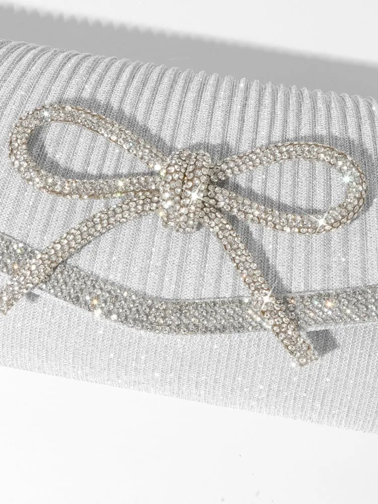 Bow Purse Evening Clutch Purses for Women Sparkly Evening Handbag Wedding Glitter Rhinestone Party Prom Crossbody Bag