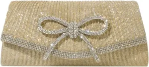 Bow Purse Evening Clutch Purses for Women Sparkly Evening Handbag Wedding Glitter Rhinestone Party Prom Crossbody Bag