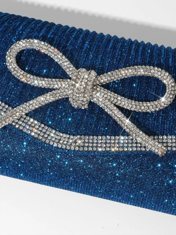 Bow Purse Evening Clutch Purses for Women Sparkly Evening Handbag Wedding Glitter Rhinestone Party Prom Crossbody Bag