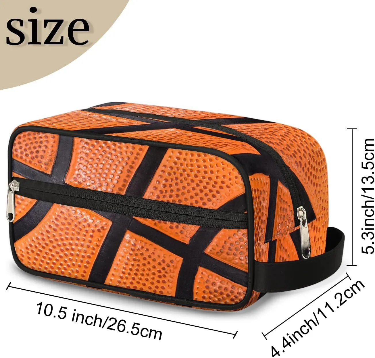 Boys Travel Toiletry Bag, 3D Basketball Kids Waterproof Hanging Dopp Kit, Wash Bag with Large Capacity for Travel, Sports, Shower