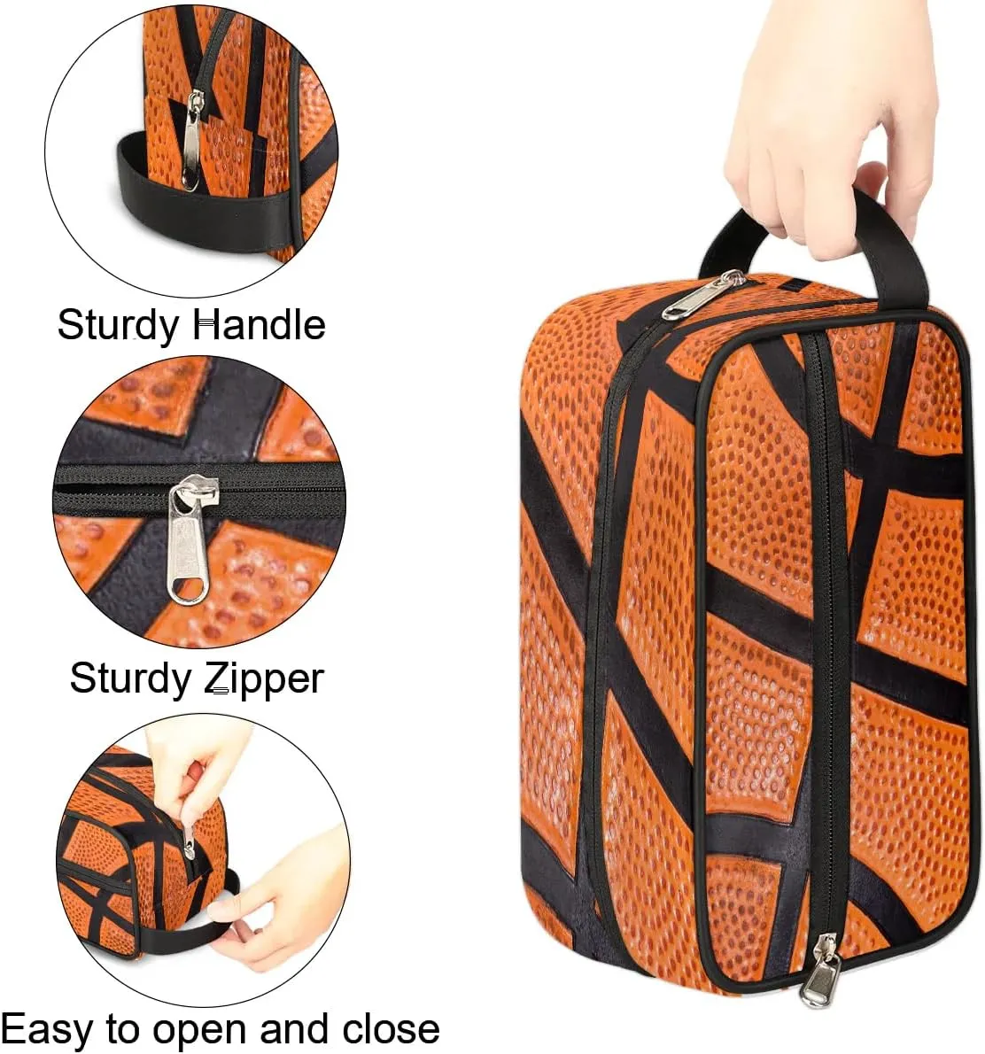 Boys Travel Toiletry Bag, 3D Basketball Kids Waterproof Hanging Dopp Kit, Wash Bag with Large Capacity for Travel, Sports, Shower
