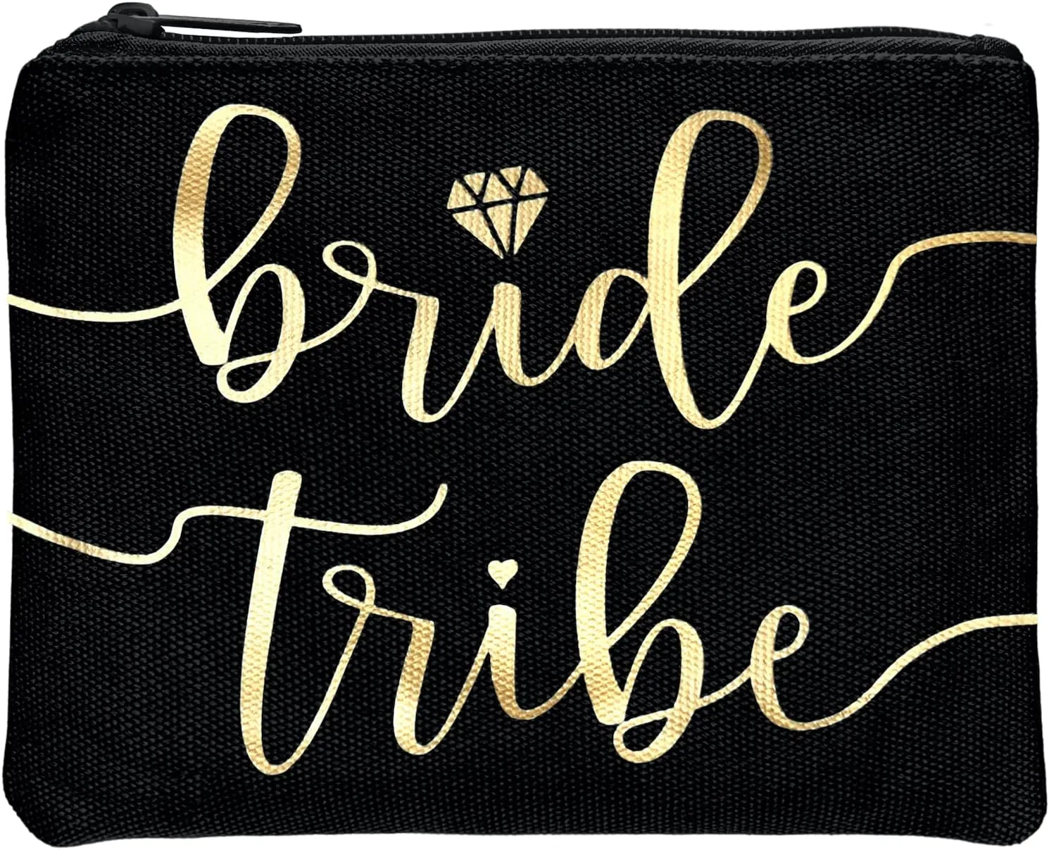 Bride Tribe Makeup Bags - Bridesmaid Favor for Bachelorette Party, Bridal Shower, Wedding. Cosmetics/Toiletries Bag, Wedding Survival Kit, Hangover Kit, Keepsake (1pc Bride Tribe, Black)