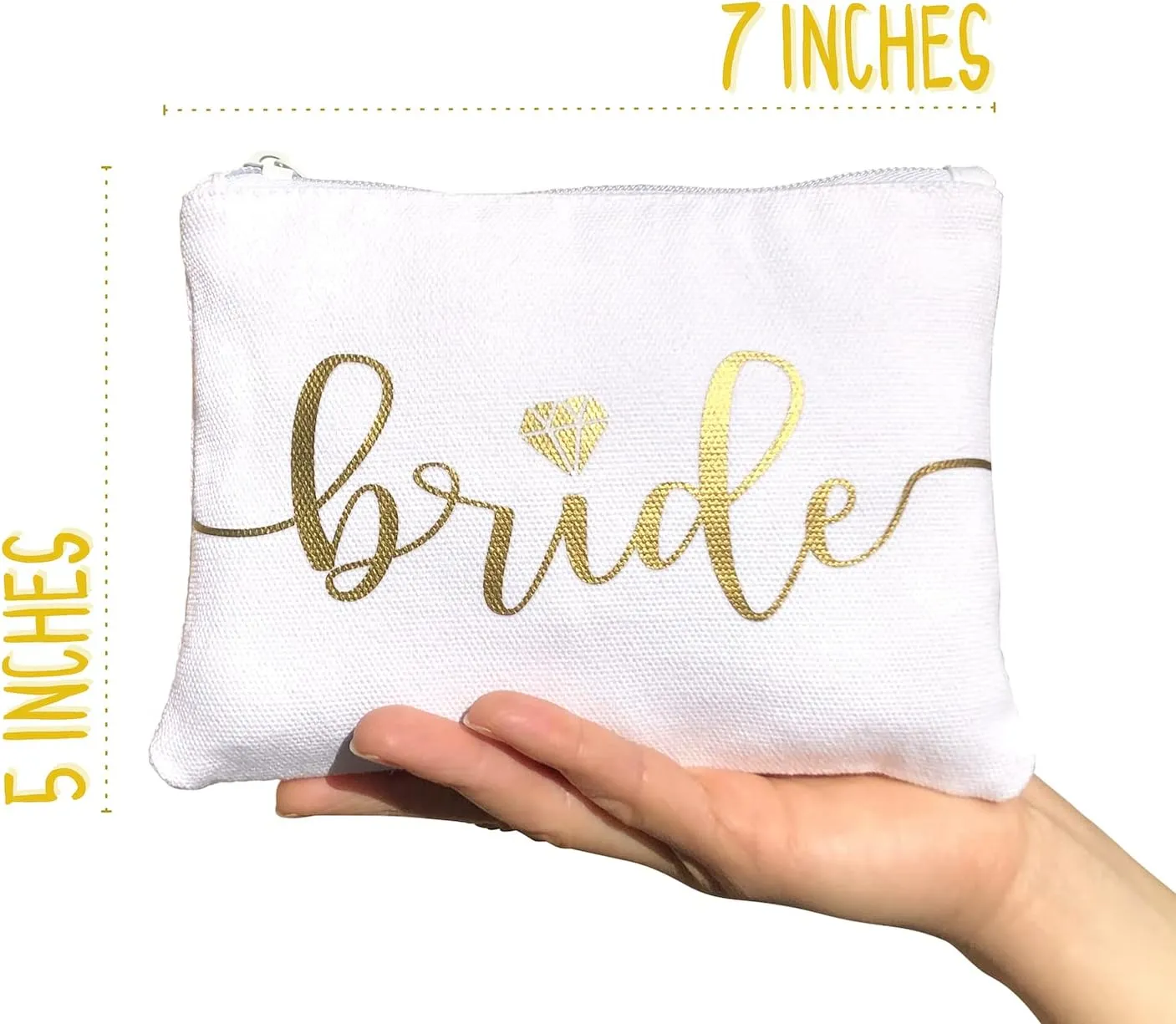 Bride Tribe Makeup Bags - Bridesmaid Favor for Bachelorette Party, Bridal Shower, Wedding. Cosmetics/Toiletries Bag, Wedding Survival Kit, Hangover Kit, Keepsake (1pc Bride, White)