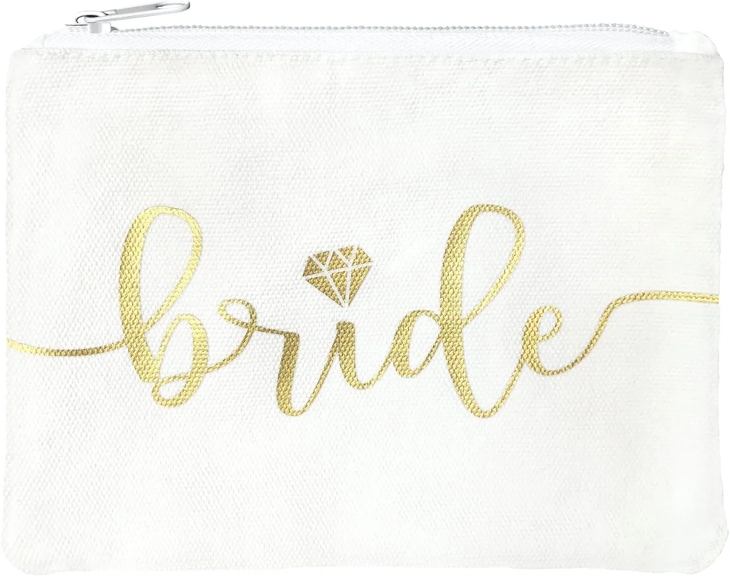 Bride Tribe Makeup Bags - Bridesmaid Favor for Bachelorette Party, Bridal Shower, Wedding. Cosmetics/Toiletries Bag, Wedding Survival Kit, Hangover Kit, Keepsake (1pc Bride, White)