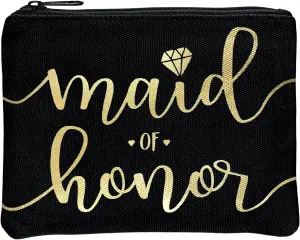 Bride Tribe Makeup Bags - Bridesmaid Favor for Bachelorette Party, Bridal Shower, Wedding. Cosmetics/Toiletries Bag, Wedding Survival Kit, Hangover Kit, Keepsake (1pc Maid of Honor, Black)