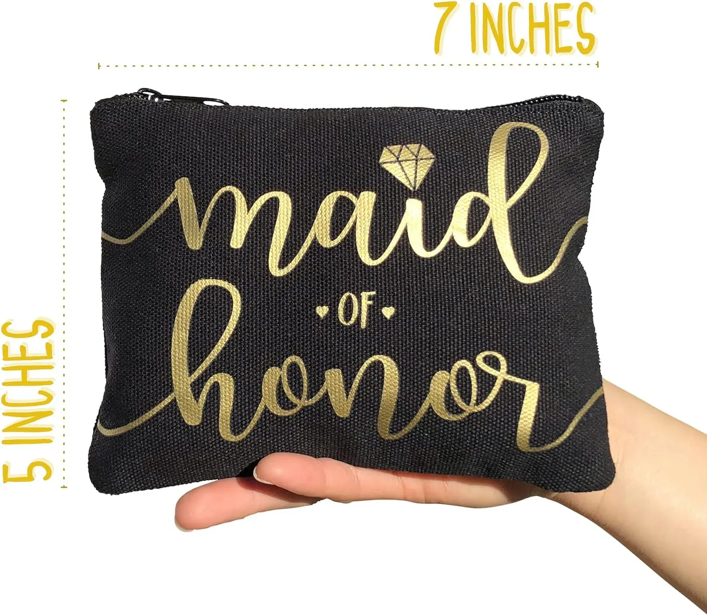 Bride Tribe Makeup Bags - Bridesmaid Favor for Bachelorette Party, Bridal Shower, Wedding. Cosmetics/Toiletries Bag, Wedding Survival Kit, Hangover Kit, Keepsake (1pc Maid of Honor, Black)