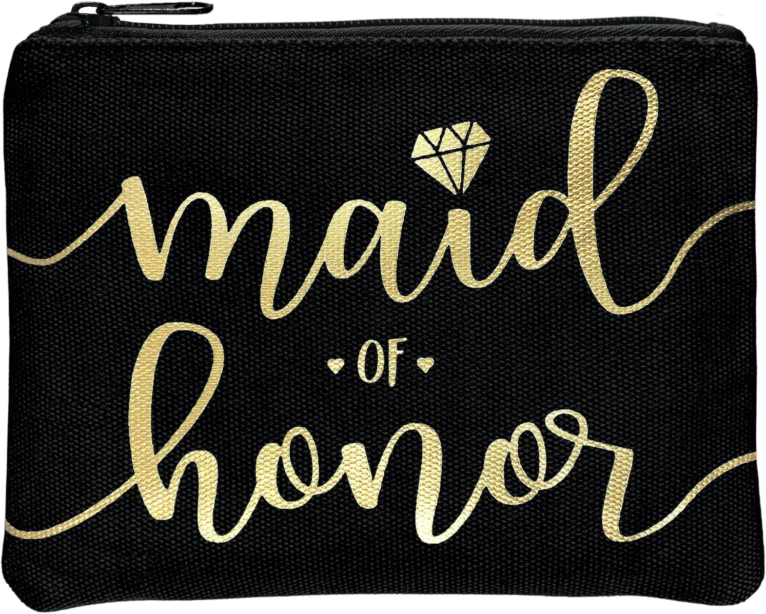 Bride Tribe Makeup Bags - Bridesmaid Favor for Bachelorette Party, Bridal Shower, Wedding. Cosmetics/Toiletries Bag, Wedding Survival Kit, Hangover Kit, Keepsake (1pc Maid of Honor, Black)