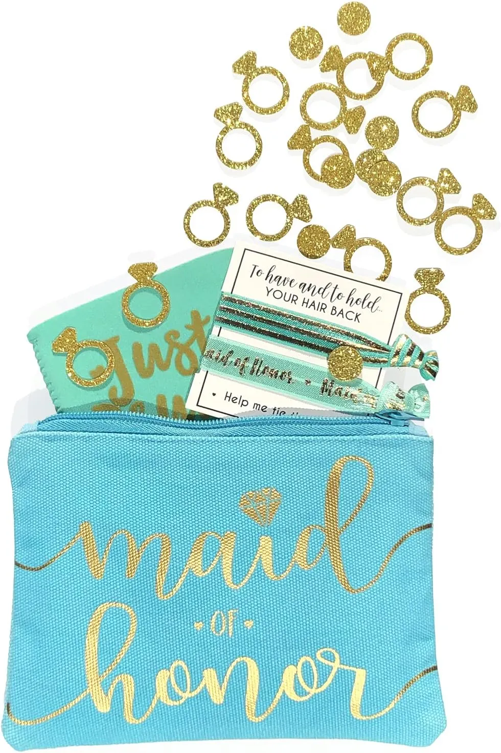 Bride Tribe Makeup Bags - Bridesmaid Favor for Bachelorette Party, Bridal Shower, Wedding. Cosmetics/Toiletries Bag, Wedding Survival Kit, Hangover Kit, Keepsake (1pc Maid of Honor, Blue)