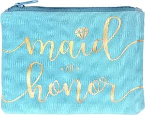Bride Tribe Makeup Bags - Bridesmaid Favor for Bachelorette Party, Bridal Shower, Wedding. Cosmetics/Toiletries Bag, Wedding Survival Kit, Hangover Kit, Keepsake (1pc Maid of Honor, Blue)