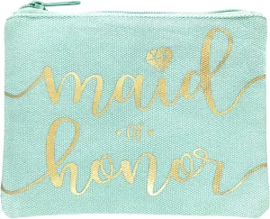 Bride Tribe Makeup Bags - Bridesmaid Favor for Bachelorette Party, Bridal Shower, Wedding. Cosmetics/Toiletries Bag, Wedding Survival Kit, Hangover Kit, Keepsake (1pc Maid of Honor, Mint)