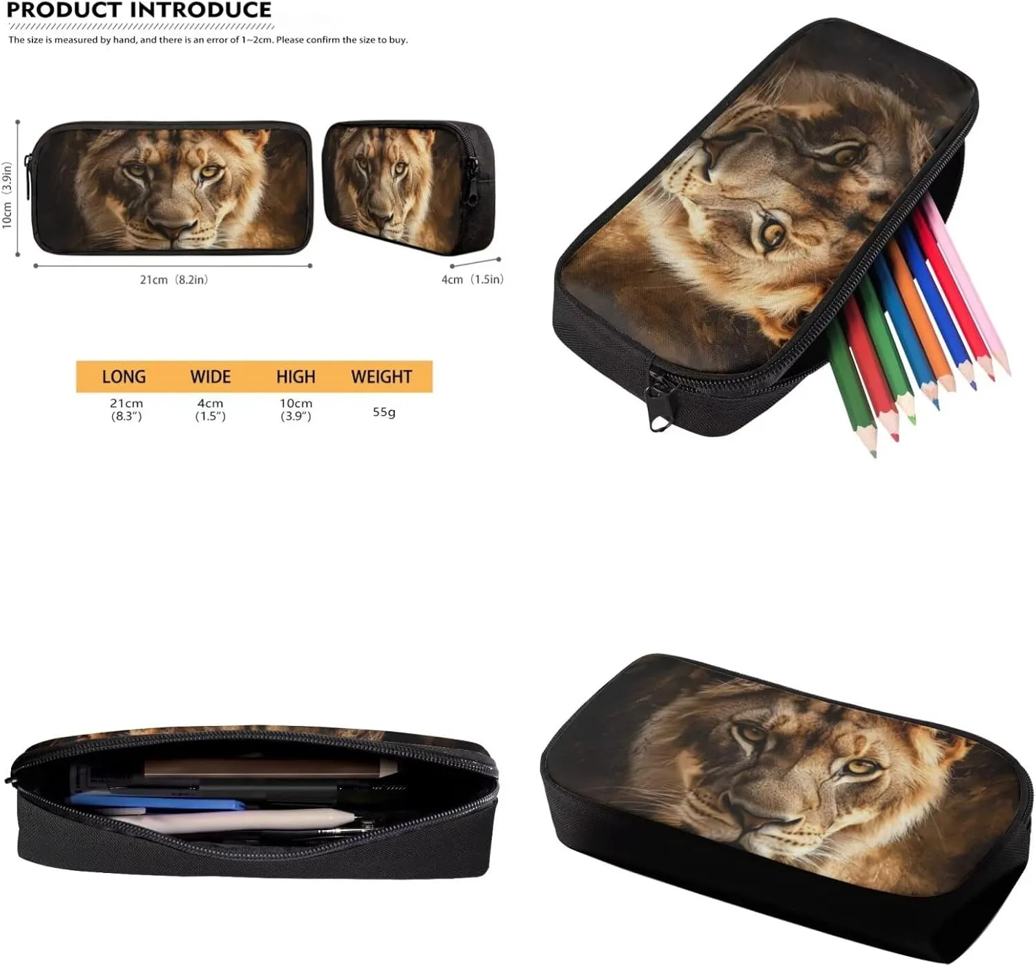 Brown Tiger Boys Backpack with Lunch Box Cool Pattern Insulated Lunch Bag Tote Classic Zippered Pencil Case for School Supplies Versatile Book Bags Set of 3