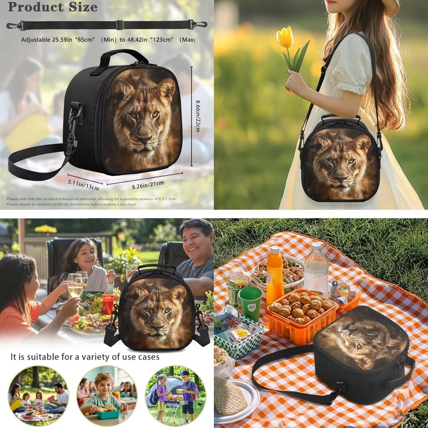 Brown Tiger Boys Backpack with Lunch Box Cool Pattern Insulated Lunch Bag Tote Classic Zippered Pencil Case for School Supplies Versatile Book Bags Set of 3