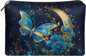 Butterfly Moon Makeup Bag Travel Makeup Bag Organizer PU Leather Portable Versatile Zipper Pouch For Women Durable Lightweight Birthday Gifts for Sisters Friend