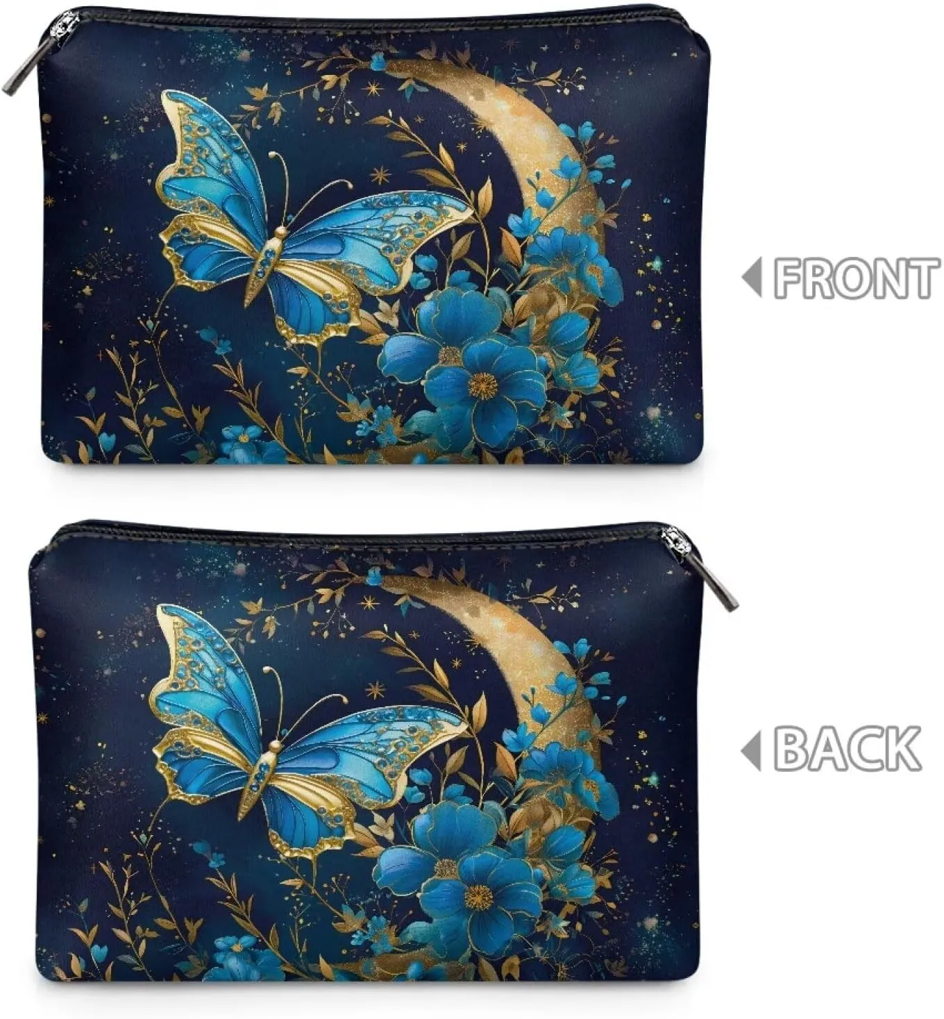 Butterfly Moon Makeup Bag Travel Makeup Bag Organizer PU Leather Portable Versatile Zipper Pouch For Women Durable Lightweight Birthday Gifts for Sisters Friend