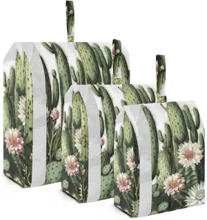 Cactus and Flowers Packing Cubes Set of 3, Lightweight Travel Luggage Organizers Foldable Bags for Easy Packing and Organization