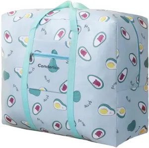 Carry On Water-Resistant Multi-function Duffel bag Collapsible Hand luggage bags for travel Large Lightweight, Storage Bags with Reinforced Handle (90L, Light blue fruit)