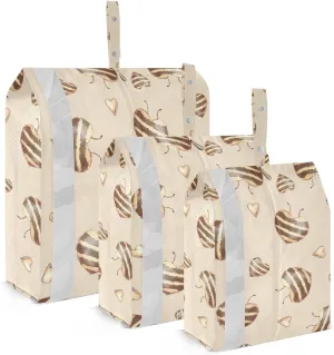 Cartoon Heart Packing Cubes Set of 3, Lightweight Travel Luggage Organizers Foldable Bags for Easy Packing and Organization