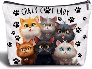 Cat Makeup Bags for Women - Cat Gifts for Cat Lovers, Cat Cosmetic Bags Small Purse, Cat Lover Travel Cosmetic Bag Zipper for Teens Daughter Sister Bestie