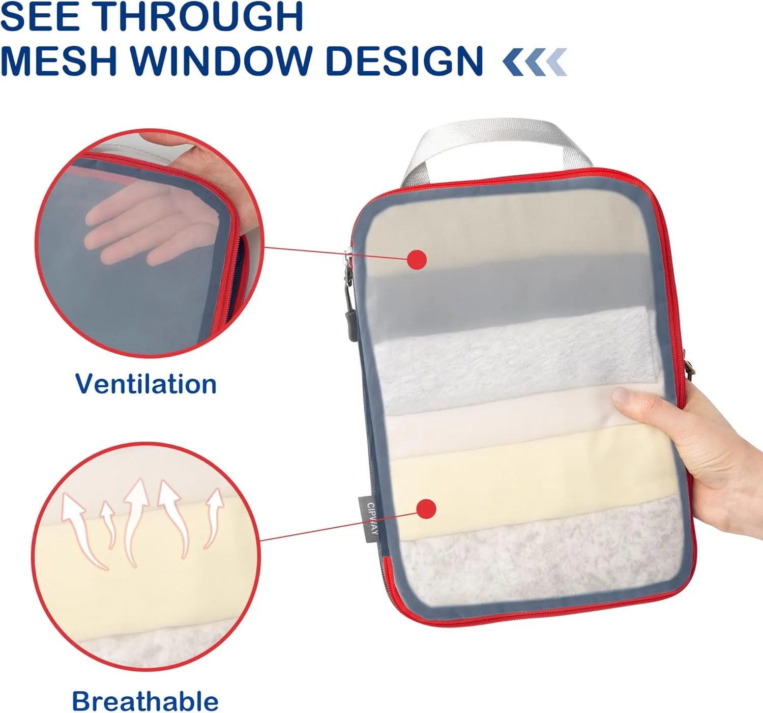 Cipway Compression Packing Cubes Mesh, Lightweight Luggage Organizer Bags with Laundry Bag,Toiletries Bag and Shoe Bag, Travel Essentials for Carry on Suitcase8Pcs,Blue