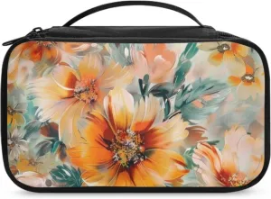 Classic Flower Makeup Bags for Women Makeup Carrying Case Make Up Traveling Organizer Bag with Handle and Divider Hold Concealer,Lipstick,Brushes or Other Small Items