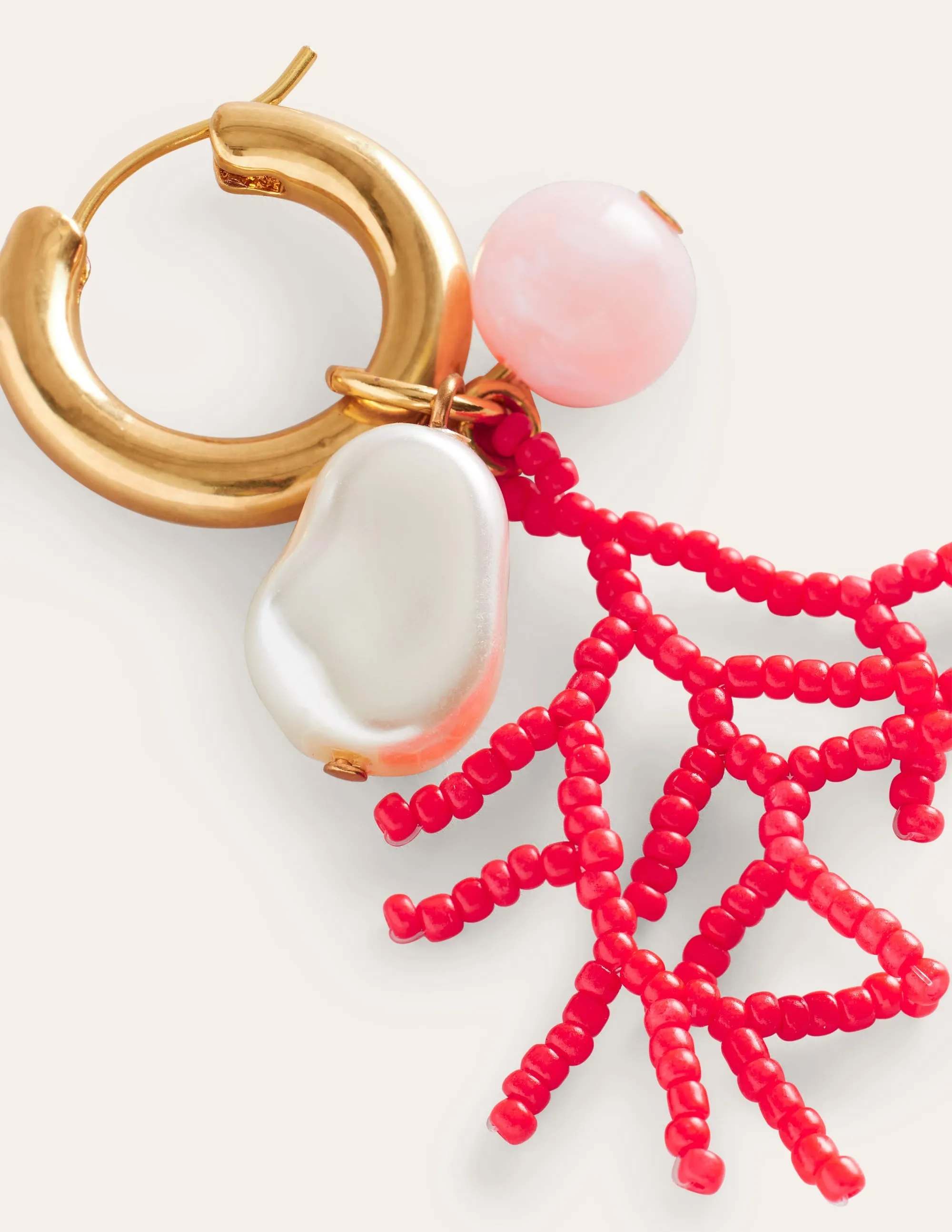 Cluster Hoop Earrings-Pink
