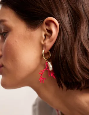 Cluster Hoop Earrings-Pink