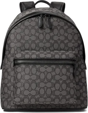 COACH Charter Backpack in Signature Jacquard, Charcoal/Black