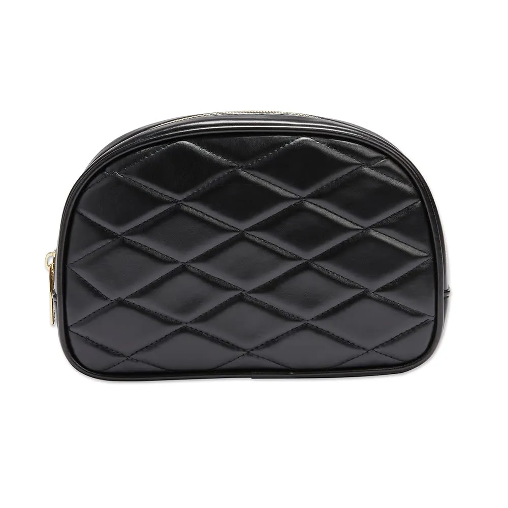 Conair Small Makeup Bag, Cosmetic Bag for Everyday Touch-Ups or Jewelery, Perfect Size for Purse or Carry-On, Small Organizer Shape in Black Diamond Quilt