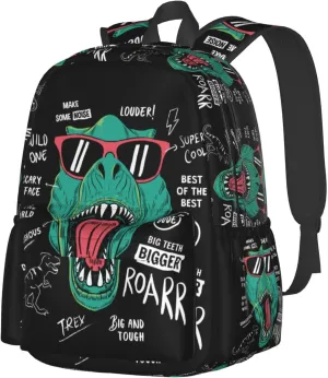 Cool Dinosaur Large Capacity Backpack Lightweight Personalized Laptop Bag Tablet Travel School Bag with Multiple Pockets