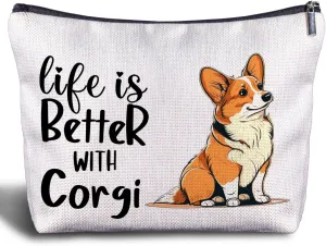 Corgi Gifts Makeup Bag - Corgi Cosmetic Bags, Corgi Gifts for Corgi Lovers, Corgi Gifts for Women Cosmetic Bags, Corgi Gifts Women's Zippered Bag