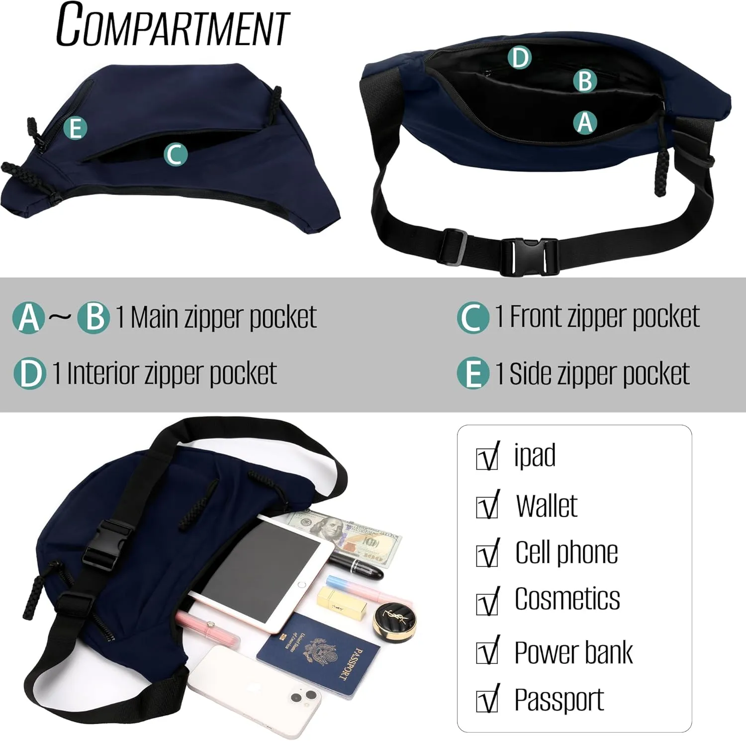 Crescent Crossbody Bags for Women and Men Nylon Luna bag Moon Hobo Purses Slouchy Dumpling Bag Canvas Shoulder Bags