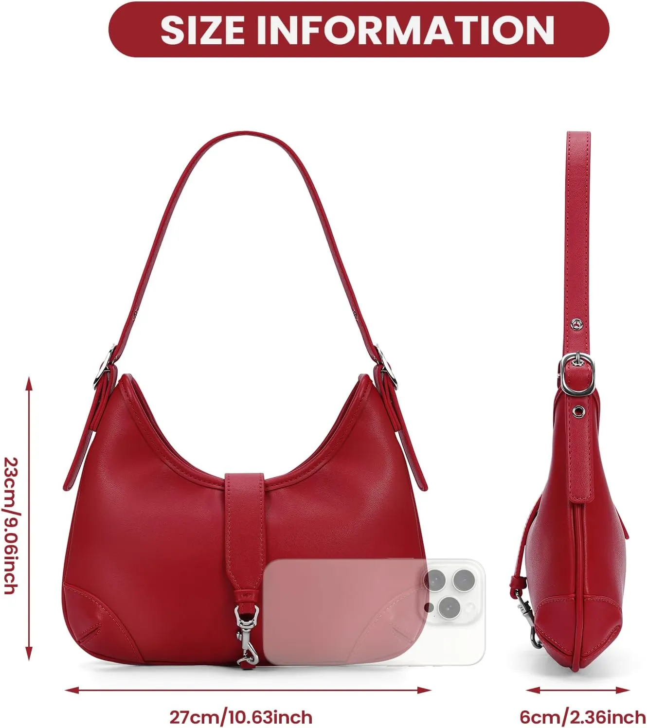 Crescent Shoulder Bag Y2k Hobo Bags for Women Faux Leather Designer Purses Trendy Half Moon Underarm Handbag with Zipper