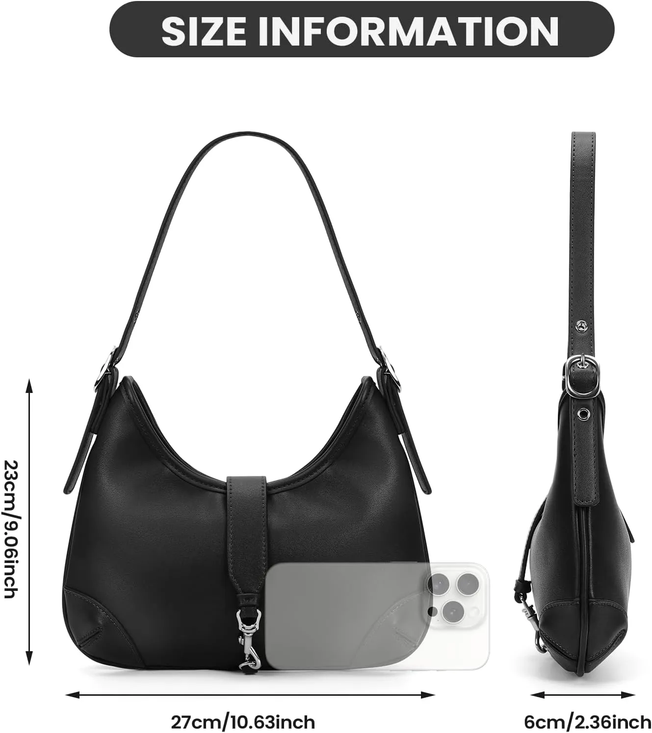 Crescent Shoulder Bag Y2k Hobo Bags for Women Faux Leather Designer Purses Trendy Half Moon Underarm Handbag with Zipper