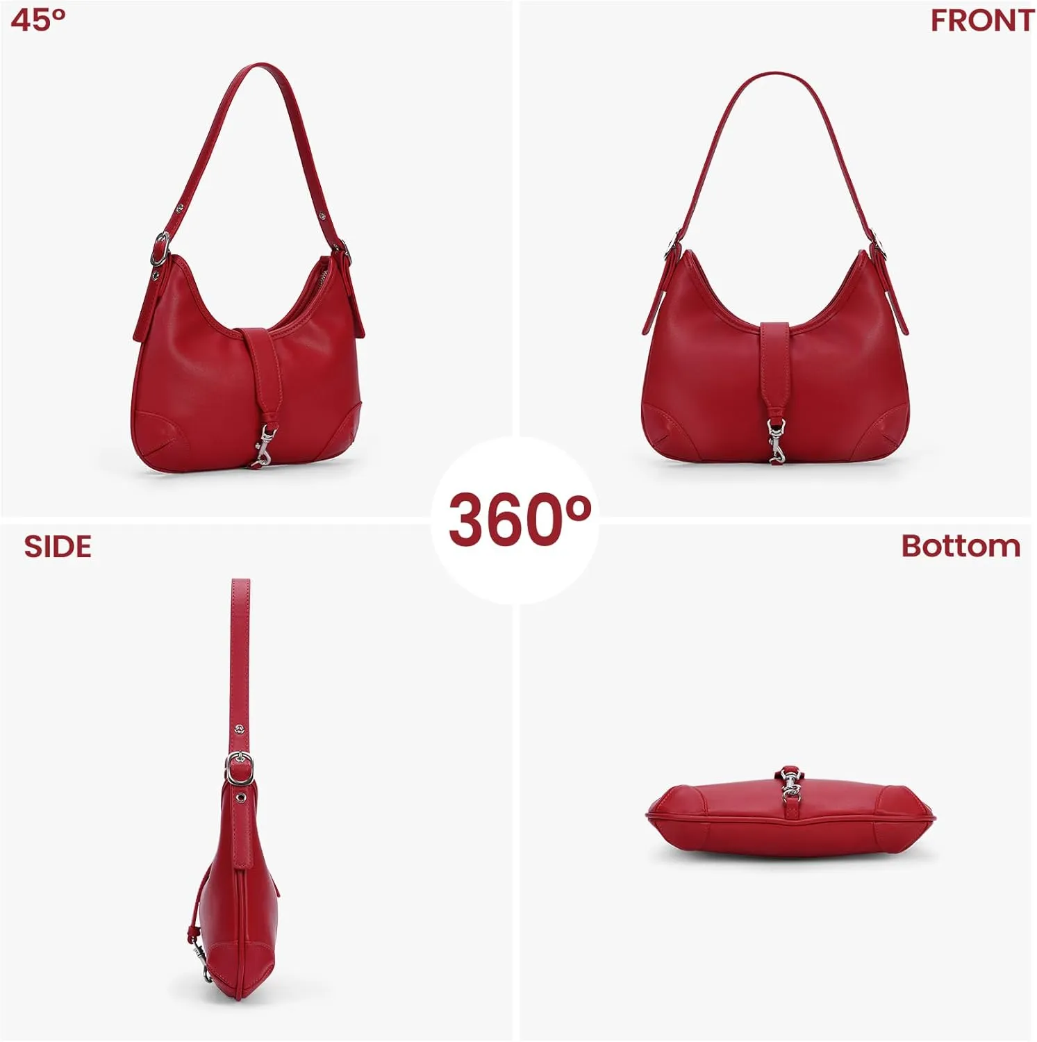 Crescent Shoulder Bag Y2k Hobo Bags for Women Faux Leather Designer Purses Trendy Half Moon Underarm Handbag with Zipper
