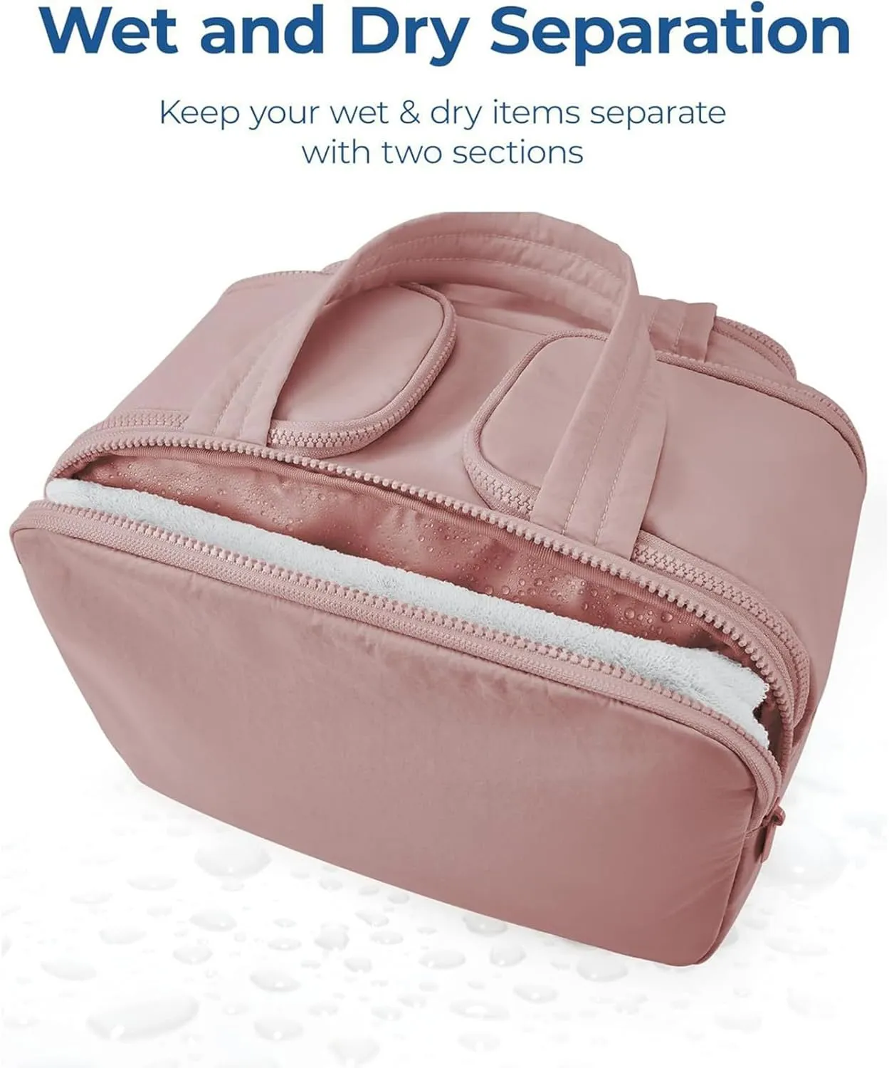 Curetoaway Travel Cosmetic Bag, Large Capacity Wide-Open Travel Cosmetic Bag, Organizer with Handle for Accessories,Essentials, Toiletries (Light purple)