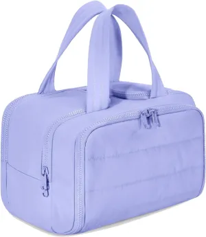 Curetoaway Travel Cosmetic Bag, Large Capacity Wide-Open Travel Cosmetic Bag, Organizer with Handle for Accessories,Essentials, Toiletries (Light purple)