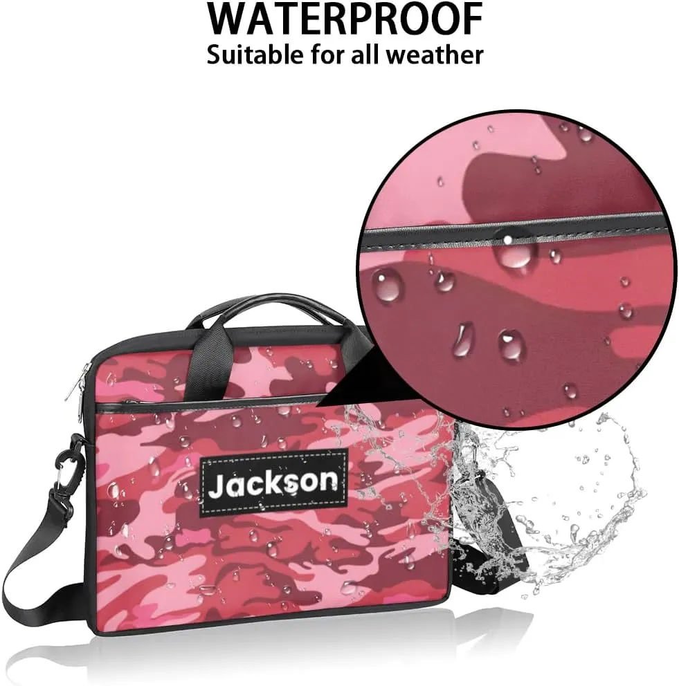 Custom Name Camouflage Laptop Bags for Men Women, Personalized Text Laptop Case Computer Bags for Work, 15 Inch