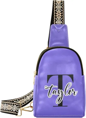 Custom Slate Blue Sling Bag for Women Personalized Leather Crossbody Bags Fanny Pack Crossbody Satchel Bags with Adjustable Strap for