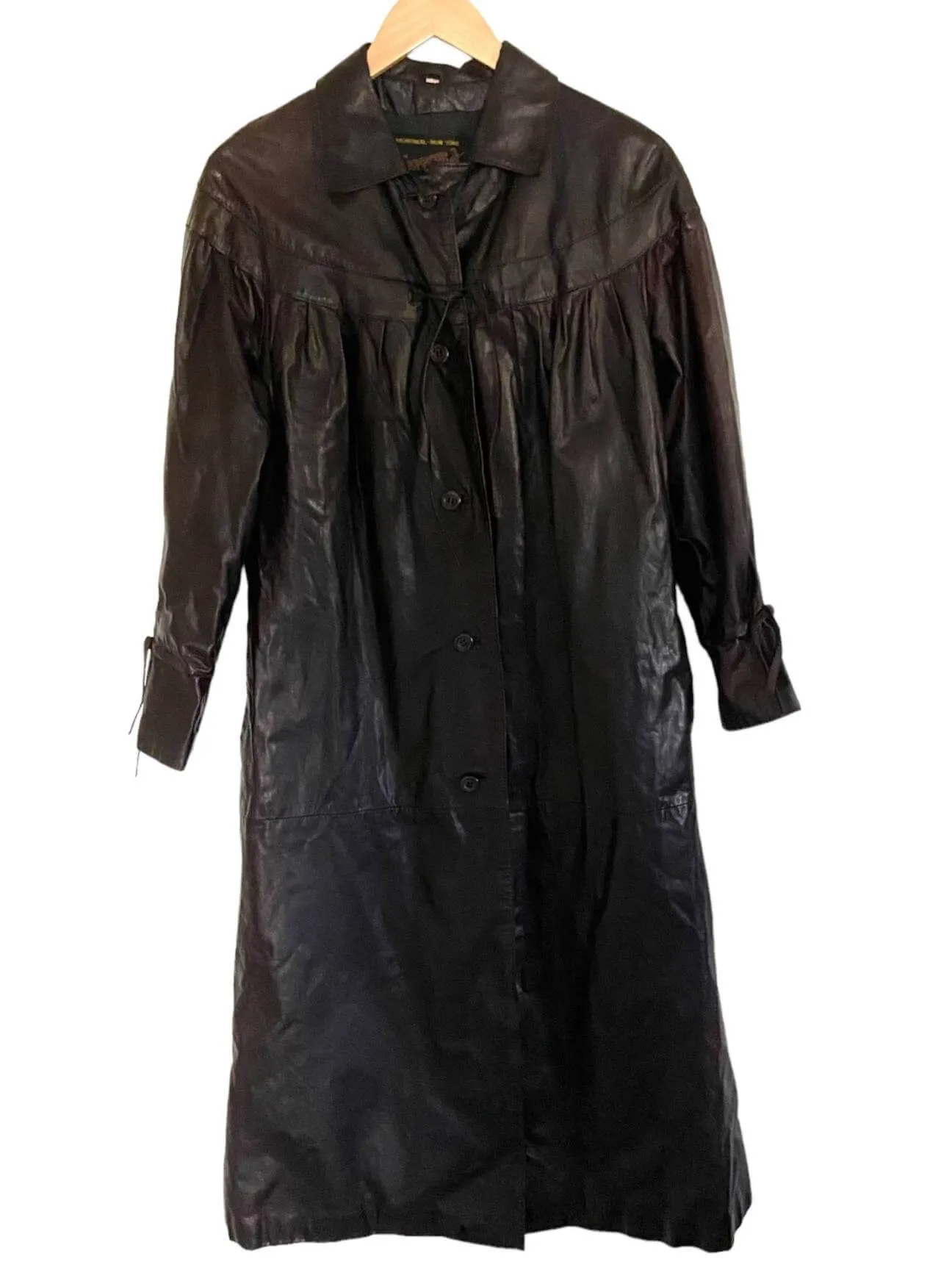 Dark Autumn Tobacco Leather Duster Jacket