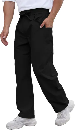DEARCASE Men's Casual Baggy Elastic Waist Pants with Large Pockets Lightweight Relaxed Fit Drawstring Trousers