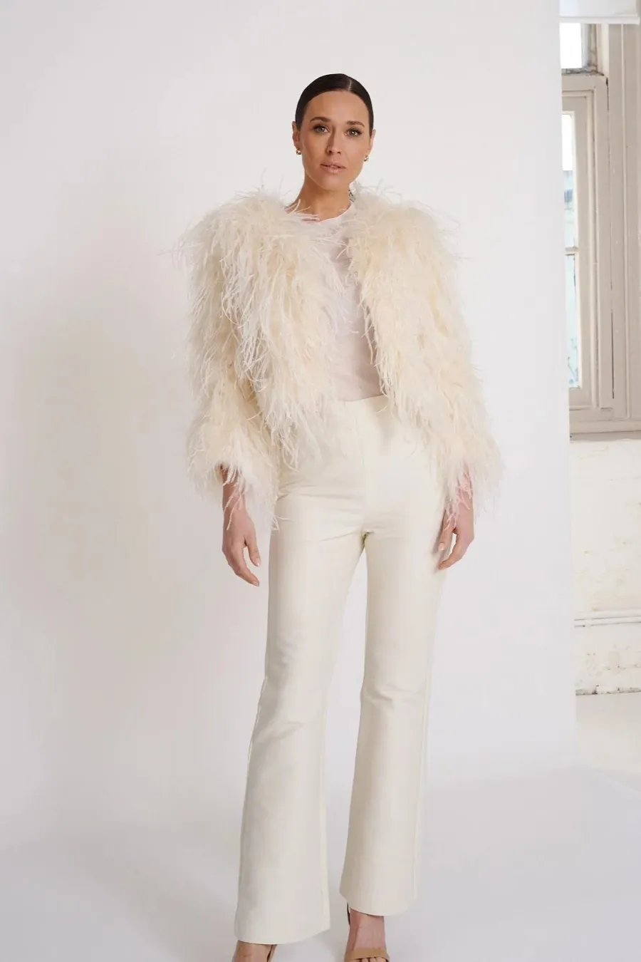 Dita Ostrich Feather Jacket Cream