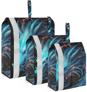 Dragon Blue Packing Cubes Set of 3, Lightweight Travel Luggage Organizers Foldable Bags for Easy Packing and Organization