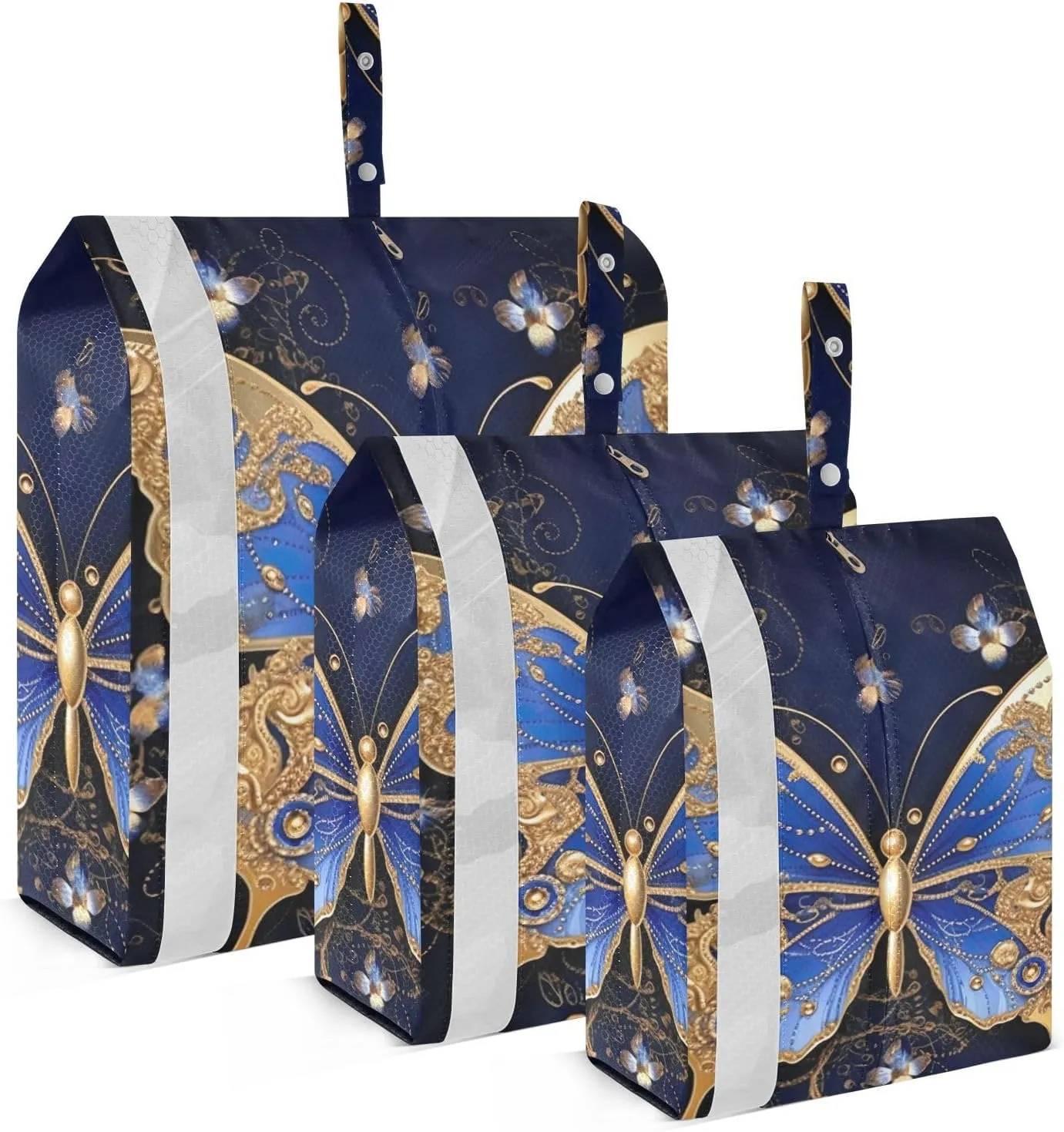 Elegant Butterfly Packing Cubes Set of 3, Lightweight Travel Luggage Organizers Foldable Bags for Easy Packing and Organization