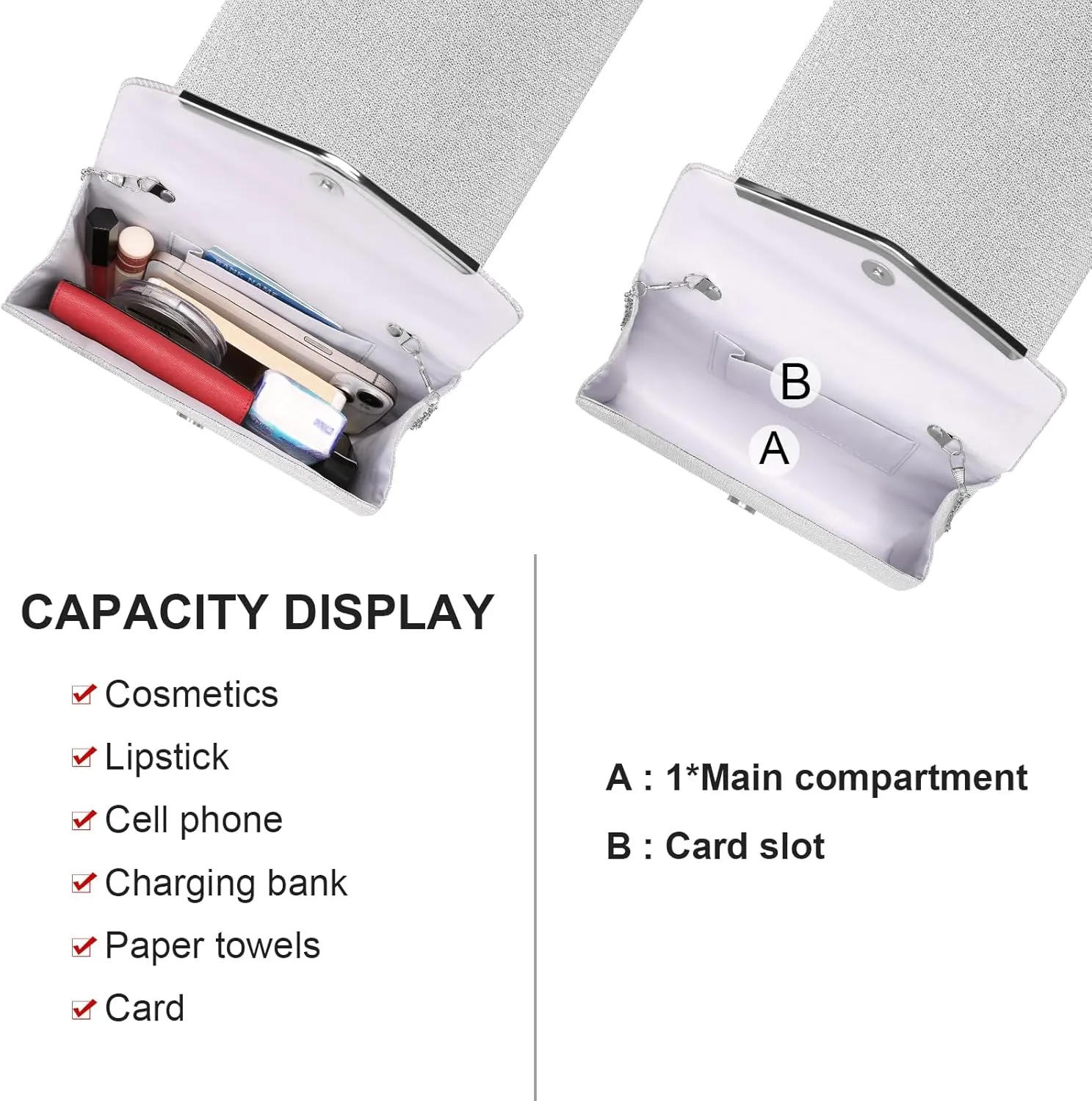 Evening Bag Clutch Purses for Women Ladies Sparkling Party Handbags Crossbody Shoulder Purse Wedding Bags