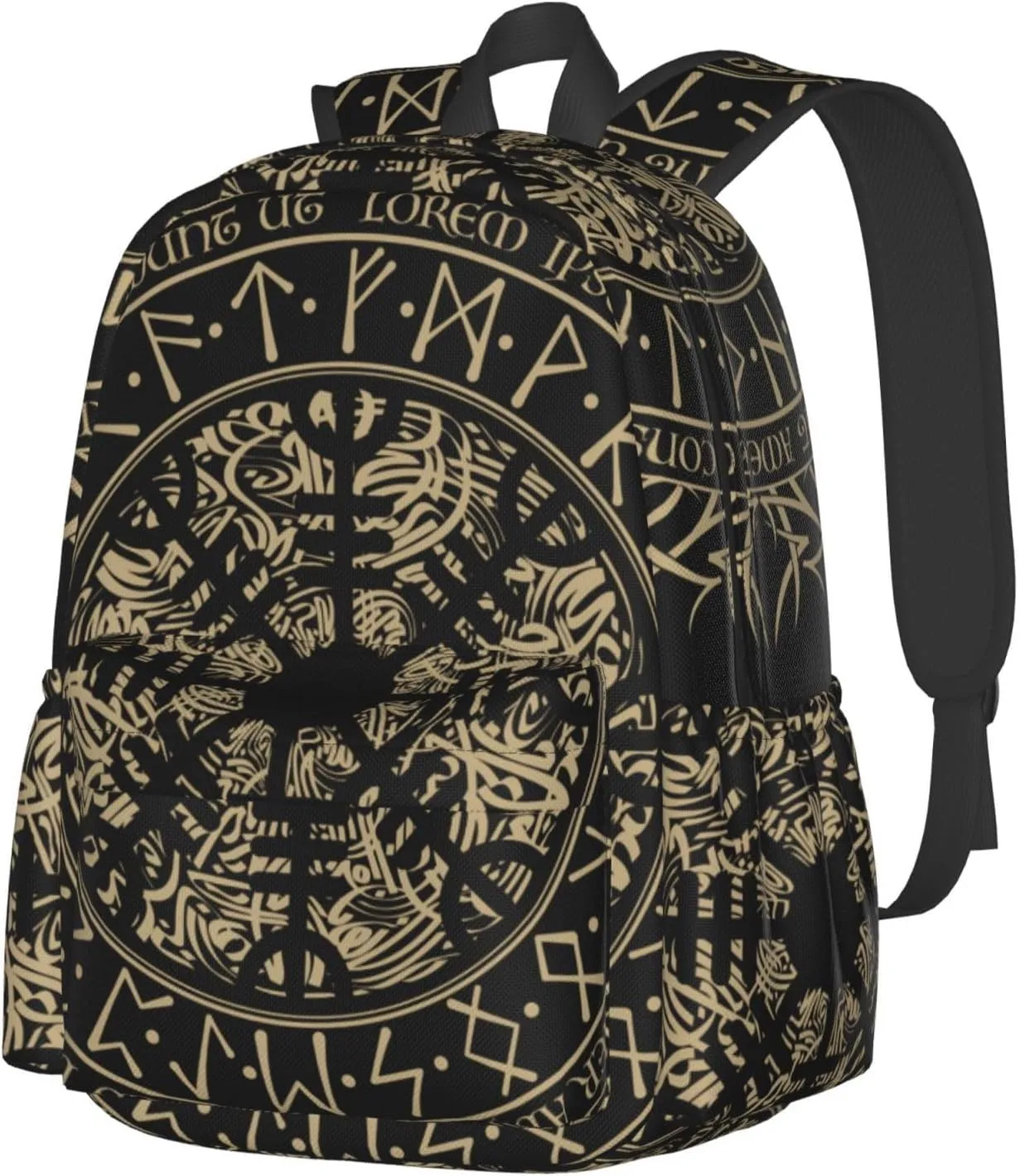 Fashion College Backpack Rucksack Travel Bookbag Compatible with Cool Norse Viking Vegvisir Runic Compass, Multifunction Laptop Rucksack with Comfortable Shoulder Strap for High College Men Women