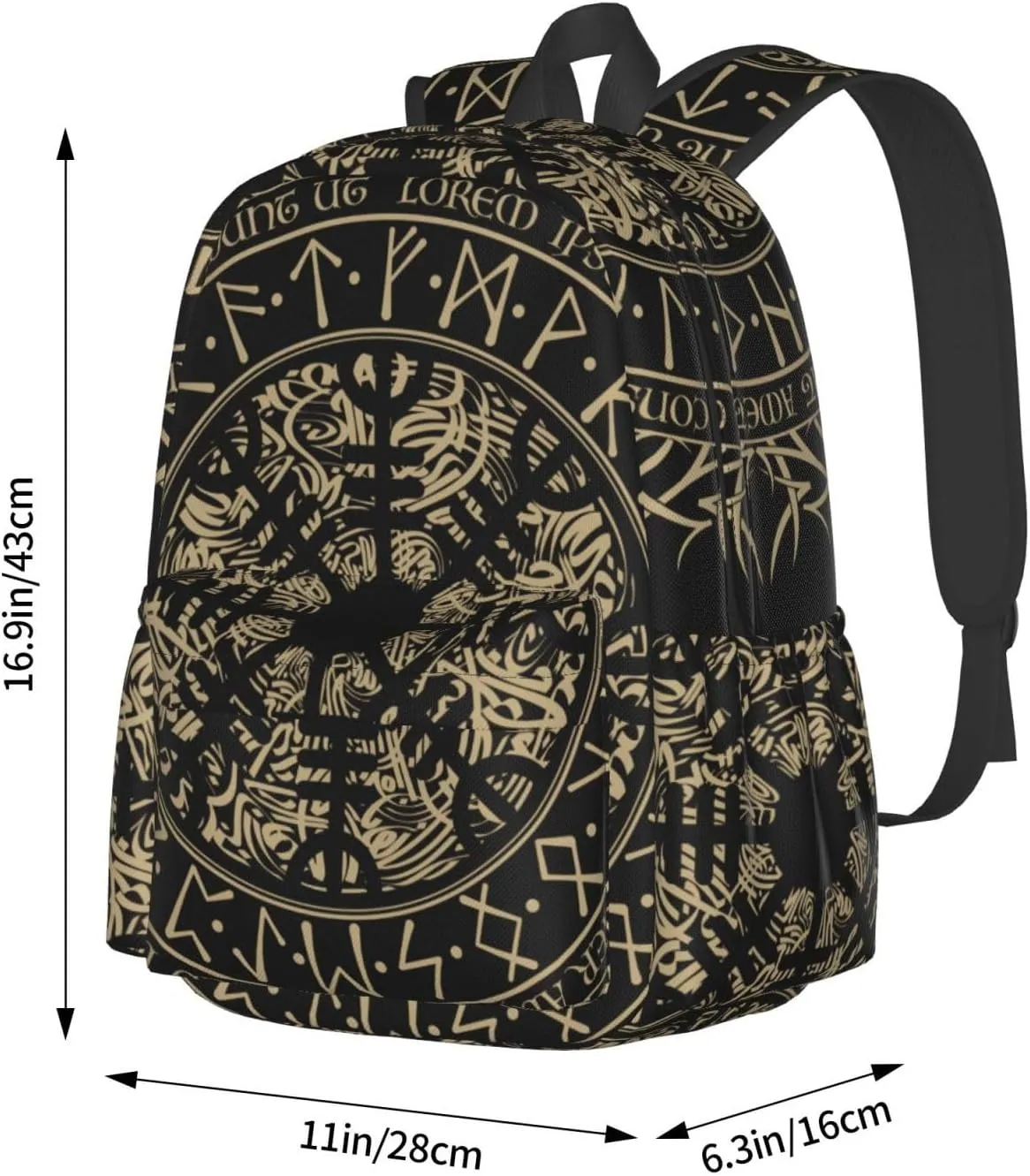 Fashion College Backpack Rucksack Travel Bookbag Compatible with Cool Norse Viking Vegvisir Runic Compass, Multifunction Laptop Rucksack with Comfortable Shoulder Strap for High College Men Women